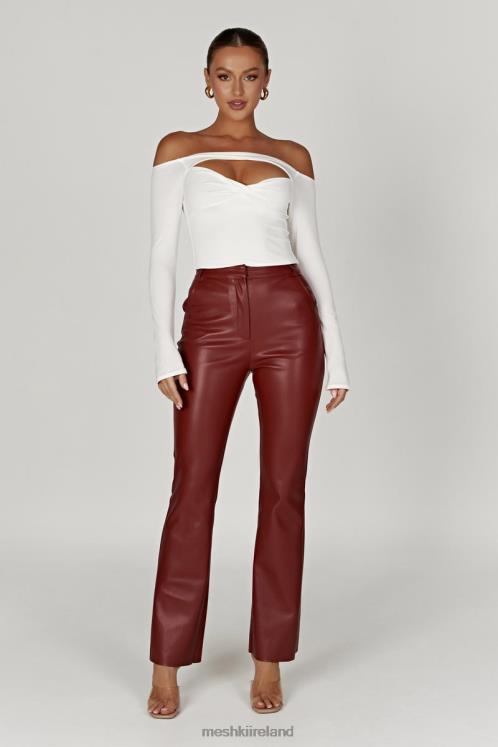 Meshki Tyra Straight Leg Faux Leather Pants Clothing Cherry Chocolate 6DX221609