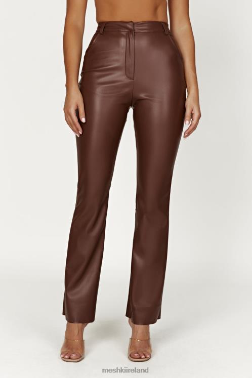 Meshki Tyra Straight Leg Faux Leather Pants Clothing Chocolate 6DX221239