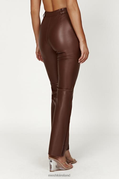 Meshki Tyra Straight Leg Faux Leather Pants Clothing Chocolate 6DX221239