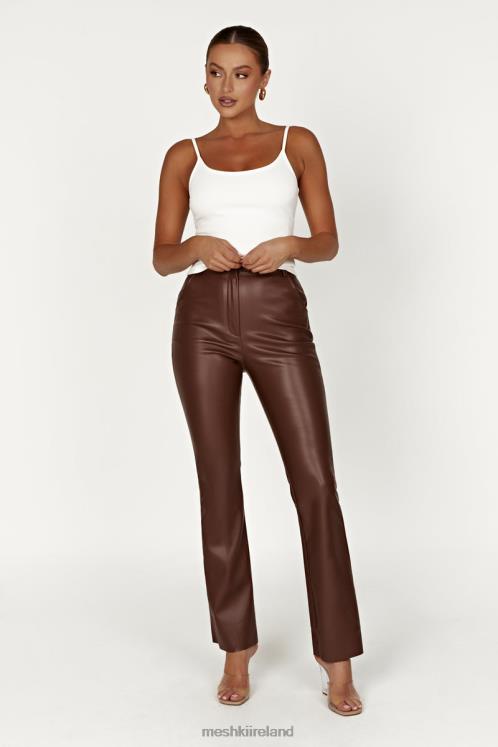 Meshki Tyra Straight Leg Faux Leather Pants Clothing Chocolate 6DX221239