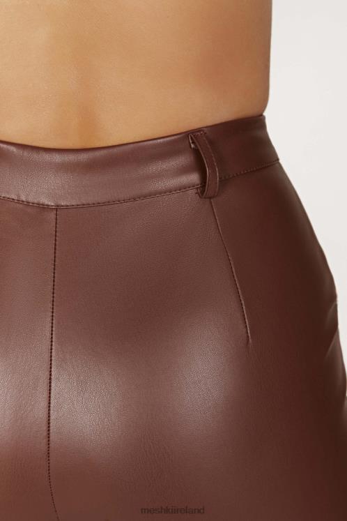 Meshki Tyra Straight Leg Faux Leather Pants Clothing Chocolate 6DX221239