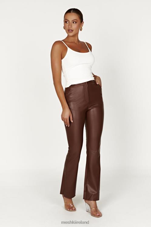 Meshki Tyra Straight Leg Faux Leather Pants Clothing Chocolate 6DX221239