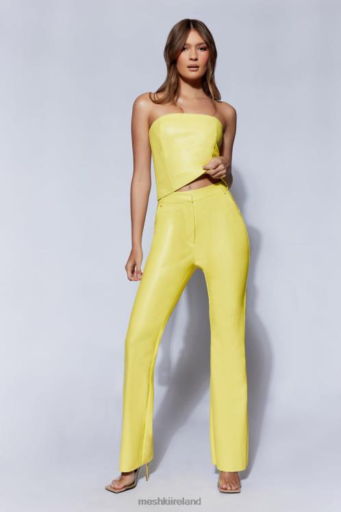 Meshki Tyra Straight Leg Faux Leather Pants Clothing Lemon 6DX221584