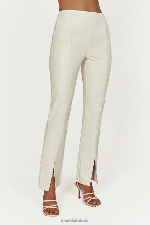 Meshki Vanessa Faux Leather Split Pant Clothing Bone 6DX221497