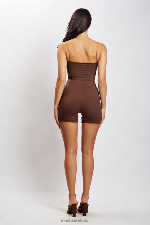 Meshki Lisa Ribbed Booty Short Clothing Chocolate 6DX221460