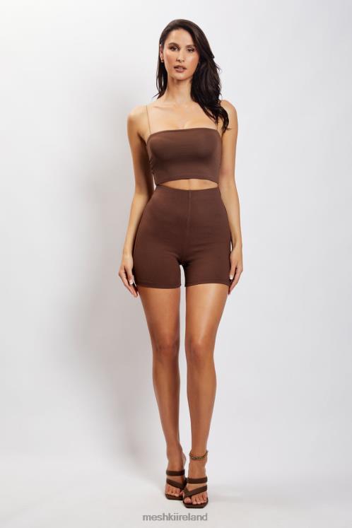 Meshki Lisa Ribbed Booty Short Clothing Chocolate 6DX221460