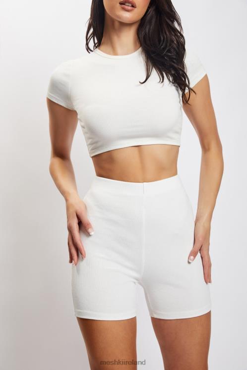 Meshki Lisa Ribbed Booty Short Clothing White 6DX221459
