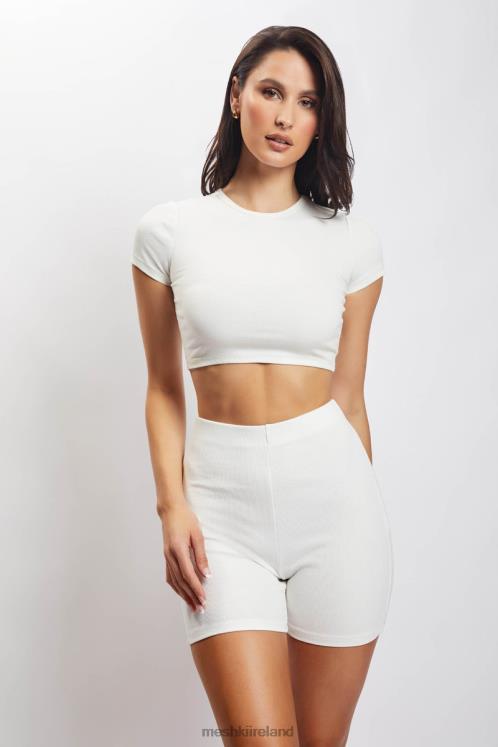 Meshki Lisa Ribbed Booty Short Clothing White 6DX221459