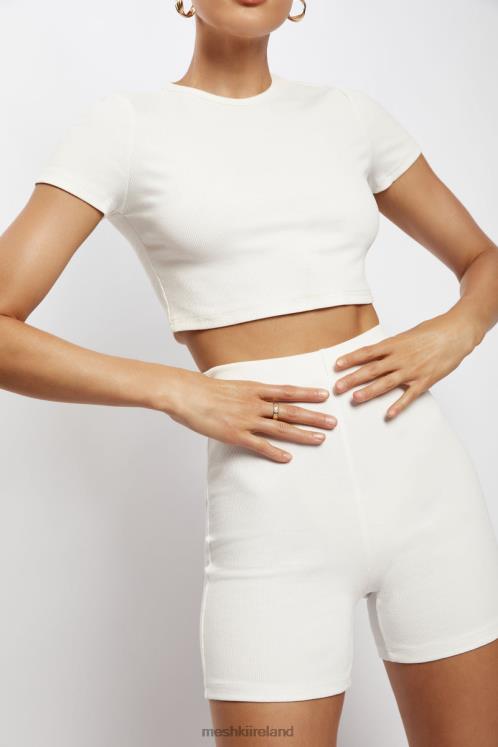 Meshki Lisa Ribbed Booty Short Clothing White 6DX221459