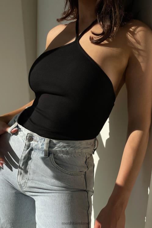 Meshki Arden Halter Neck Ribbed Bodysuit Clothing Black 6DX22979