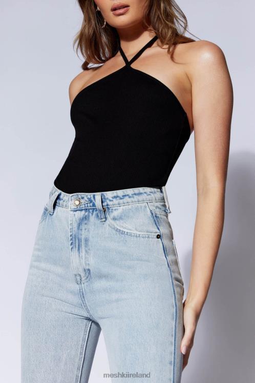 Meshki Arden Halter Neck Ribbed Bodysuit Clothing Black 6DX22979