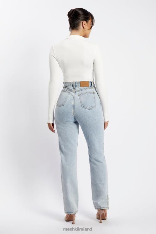 Meshki Belle Long Sleeve Collar Bodysuit Clothing White 6DX22950