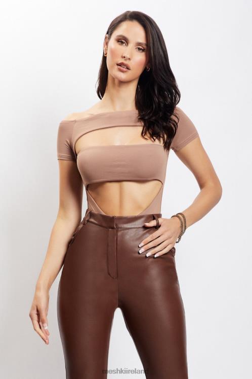 Meshki Breanna Cut Out Bodysuit Clothing Light Brown 6DX221220