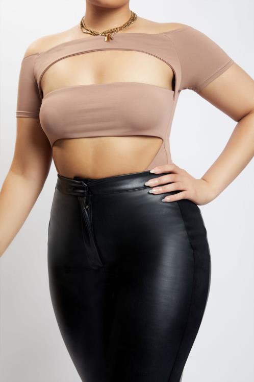 Meshki Breanna Cut Out Bodysuit Clothing Light Brown 6DX221220