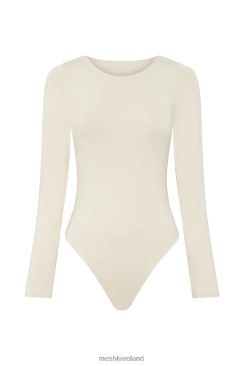 Meshki Cheyenne Long Sleeve Plunge Back Bodysuit Clothing Cream 6DX221014