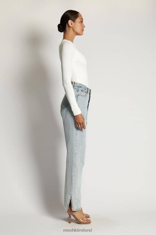 Meshki Delilah Long Sleeve Crew Neck Bodysuit Clothing White 6DX22968