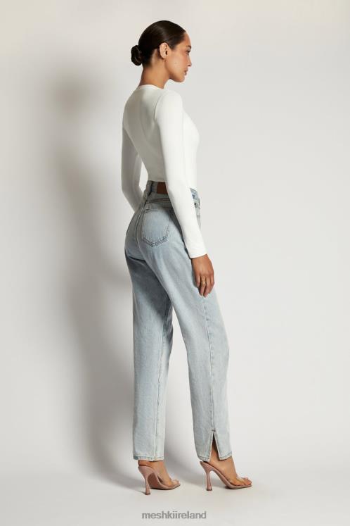 Meshki Delilah Long Sleeve Crew Neck Bodysuit Clothing White 6DX22968