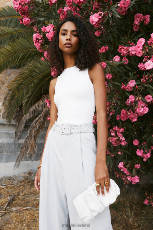 Meshki Fiona Recycled Nylon Low Back Bodysuit Clothing White 6DX22777