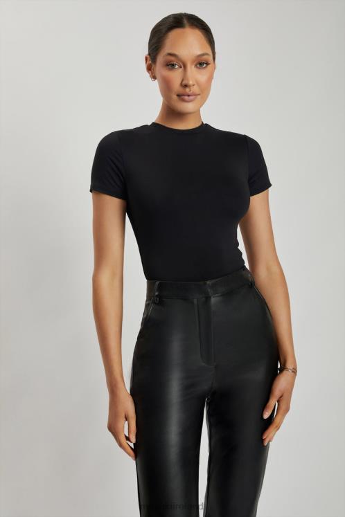 Meshki Francesca Crew Neck Short Sleeve Bodysuit Clothing Black 6DX22962