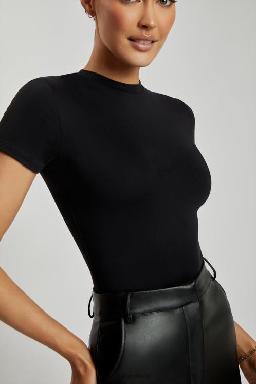 Meshki Francesca Crew Neck Short Sleeve Bodysuit Clothing Black 6DX22962