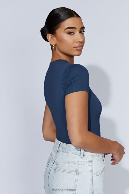 Meshki Francesca Crew Neck Short Sleeve Bodysuit Clothing Midnight Navy 6DX22949