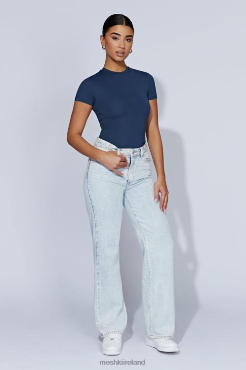 Meshki Francesca Crew Neck Short Sleeve Bodysuit Clothing Midnight Navy 6DX22949