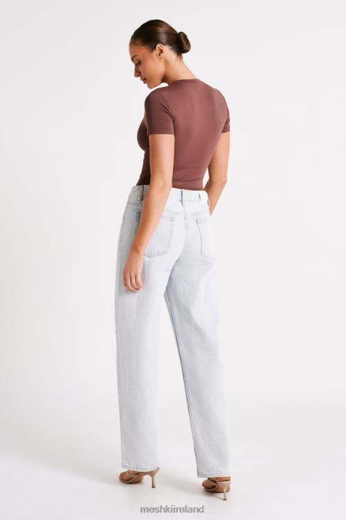 Meshki Francesca Recycled Nylon Crew Neck Short Sleeve Bodysuit Clothing Mocha 6DX22772