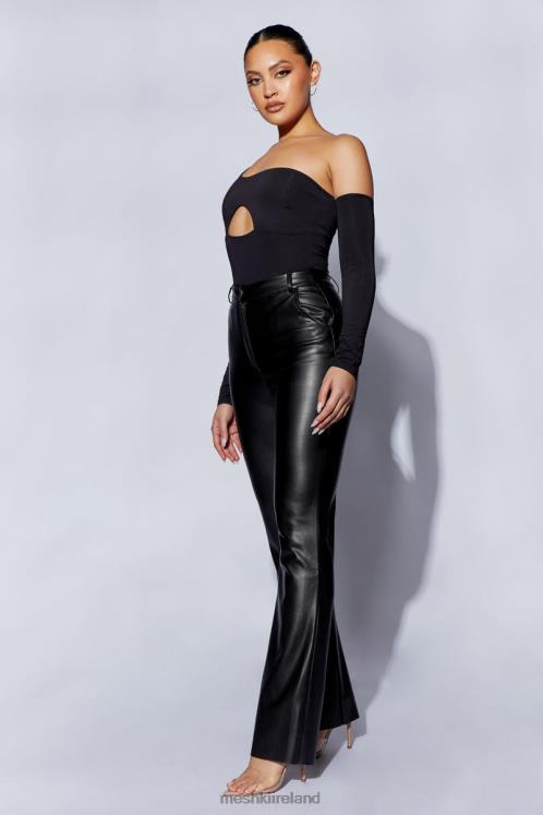 Meshki Lexi One Shoulder Cut Out Bodysuit Clothing Black 6DX221111