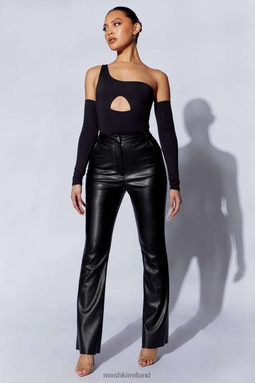 Meshki Lexi One Shoulder Cut Out Bodysuit Clothing Black 6DX221111