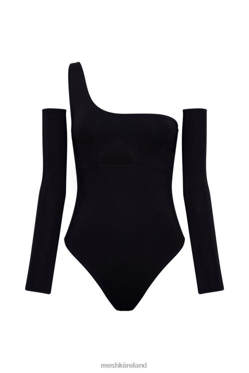 Meshki Lexi One Shoulder Cut Out Bodysuit Clothing Black 6DX221111
