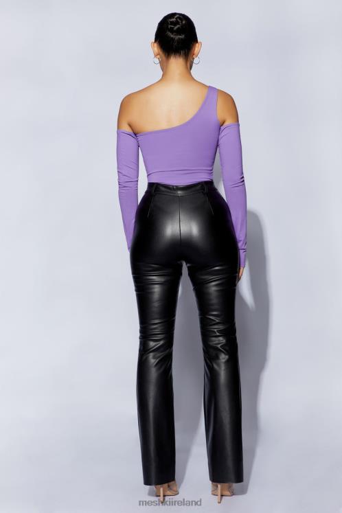 Meshki Lexi One Shoulder Cut Out Bodysuit Clothing Purple 6DX221093