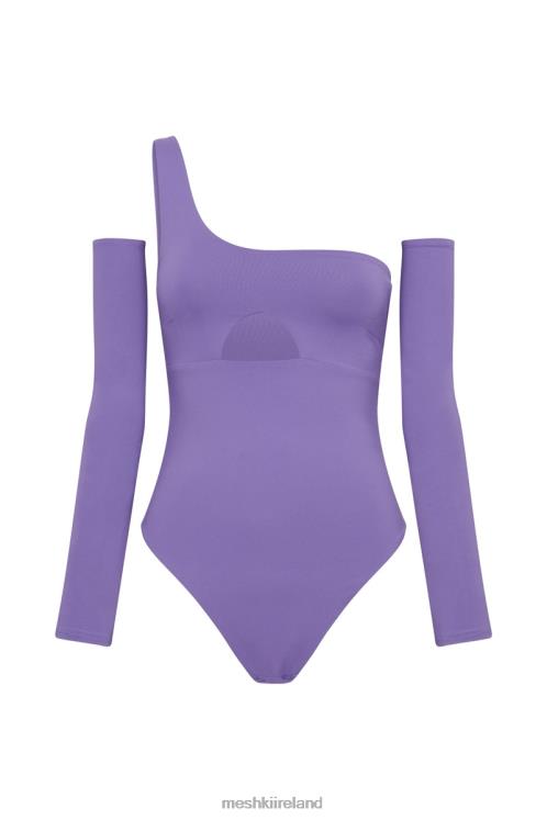 Meshki Lexi One Shoulder Cut Out Bodysuit Clothing Purple 6DX221093