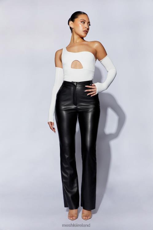 Meshki Lexi One Shoulder Cut Out Bodysuit Clothing White 6DX221053