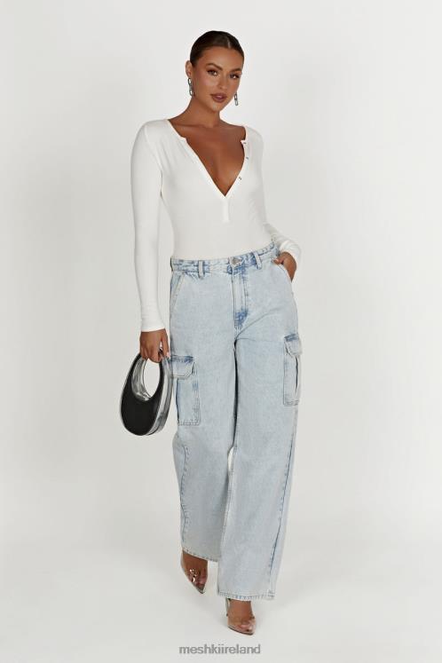 Meshki Naomi Long Sleeve Bodysuit Clothing White 6DX22925