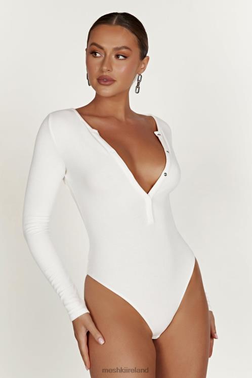 Meshki Naomi Long Sleeve Bodysuit Clothing White 6DX22925