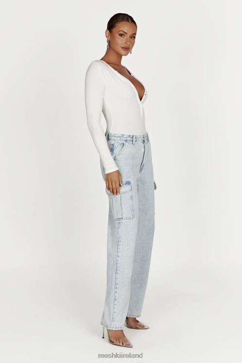 Meshki Naomi Long Sleeve Bodysuit Clothing White 6DX22925