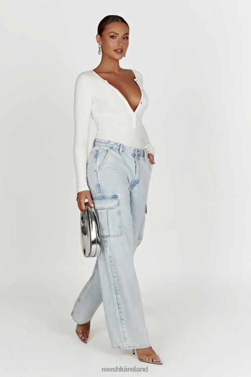 Meshki Naomi Long Sleeve Bodysuit Clothing White 6DX22925