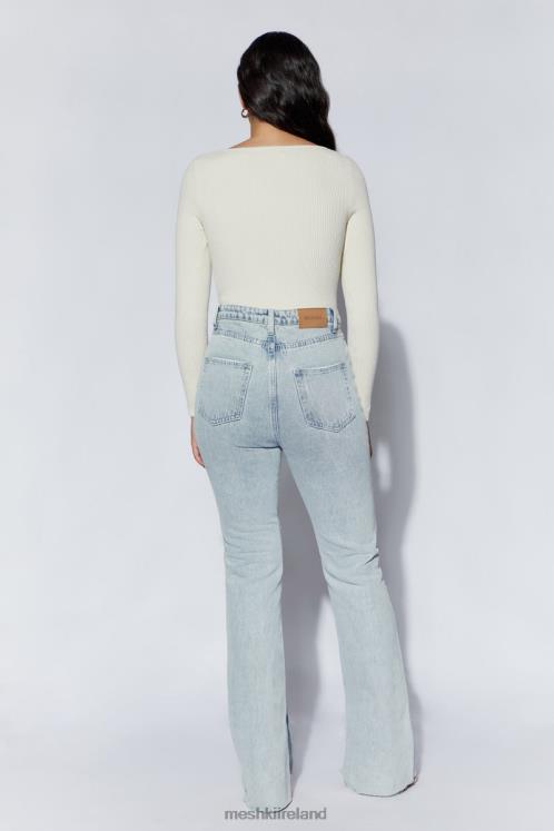 Meshki Rinna Recycled Knit Scoop Neck Bodysuit Clothing Cream 6DX221222