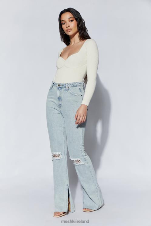 Meshki Rinna Recycled Knit Scoop Neck Bodysuit Clothing Cream 6DX221222