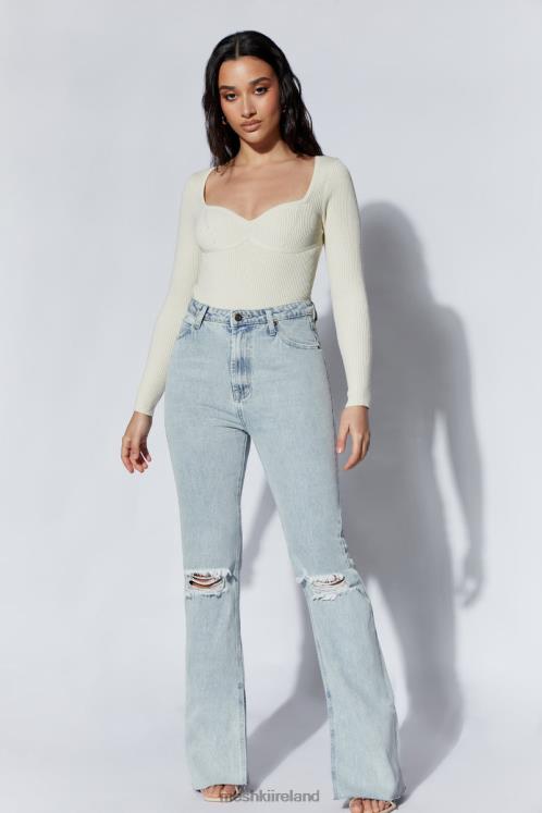 Meshki Rinna Recycled Knit Scoop Neck Bodysuit Clothing Cream 6DX221222