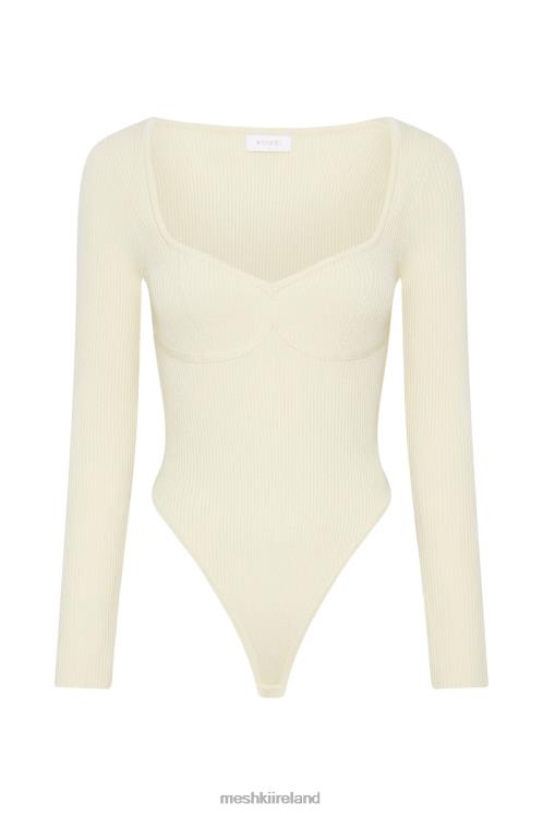Meshki Rinna Recycled Knit Scoop Neck Bodysuit Clothing Cream 6DX221222