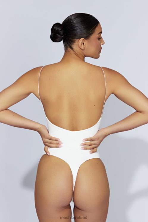 Meshki Valeria Low Back Thin Strap Bodysuit Clothing White 6DX221086