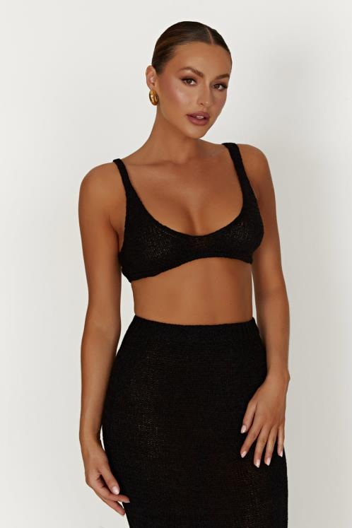 Meshki Mary Knit Bralette Clothing Black 6DX22891