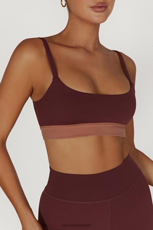 Meshki Nickie Two Tone Sports Bralette Clothing Mahogany/Tan 6DX221064