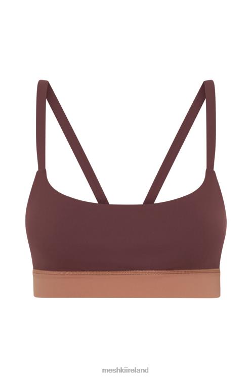 Meshki Nickie Two Tone Sports Bralette Clothing Mahogany/Tan 6DX221064
