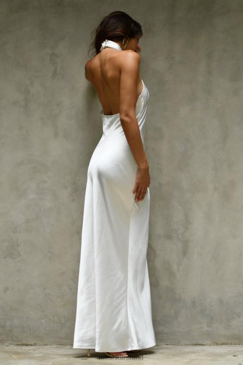 Meshki Laura Halter Satin Gown Clothing White 6DX22233