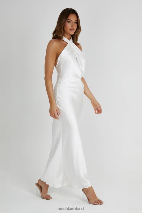 Meshki Laura Halter Satin Gown Clothing White 6DX22233