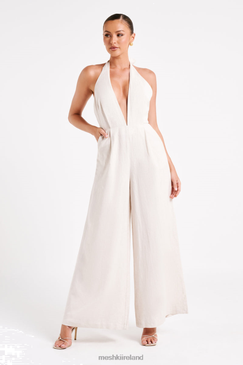 Meshki Blanca Linen Halter Jumpsuit Clothing Natural 6DX221228