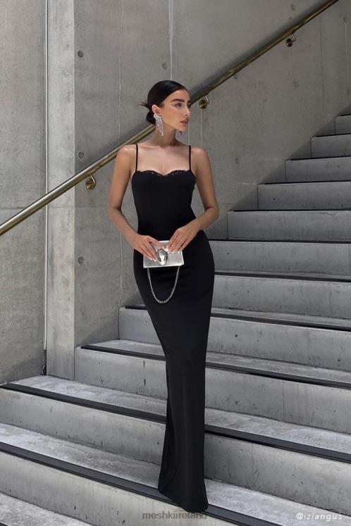 Meshki Amorette Lace Trim Maxi Dress Clothing Black 6DX22287