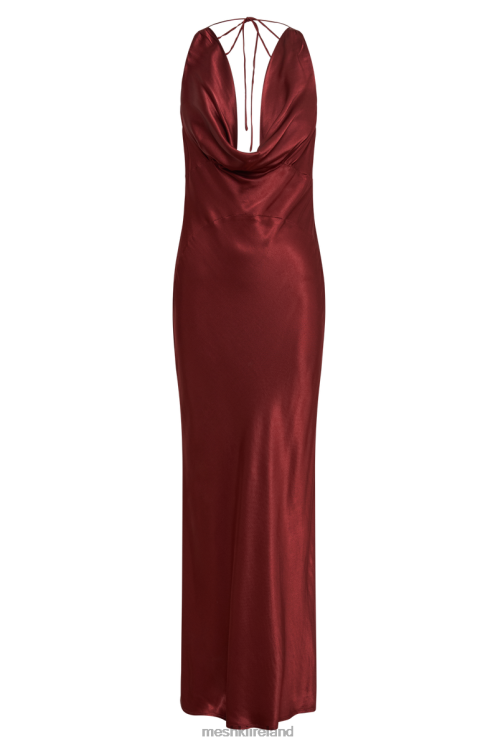 Meshki Angelique Satin Cowl Back Maxi Dress Clothing Berry 6DX2257